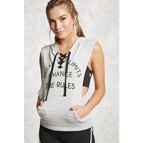 Forever 21 Active Slub Knit Graphic Hoodie