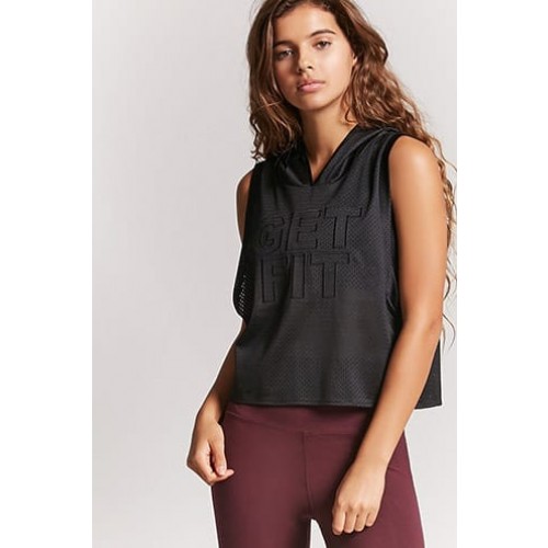Forever 21 Active Get Fit Hooded Tank Top