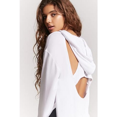 Forever 21 Active Dolphin-Hem Hooded Top