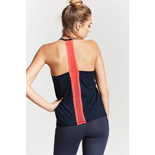 Forever 21 Active Contrast Mesh-Back Tank Top