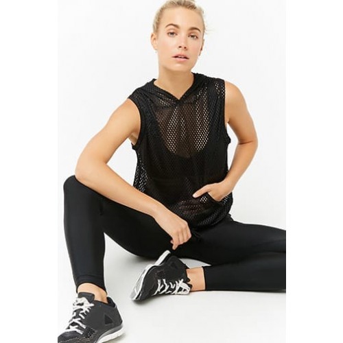 Forever 21 Active Mesh Knit Hooded Top